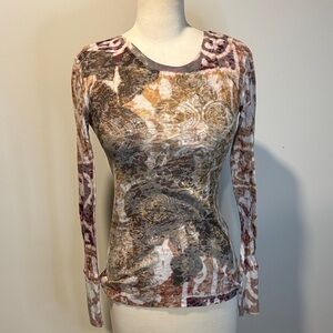 Maurices Earthy Tones Paisley Long Sleeve Top